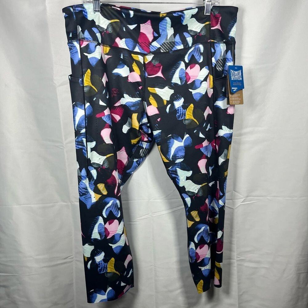 Brooks method 3/4 tights women’s XXL black multicolor compression lightweight
